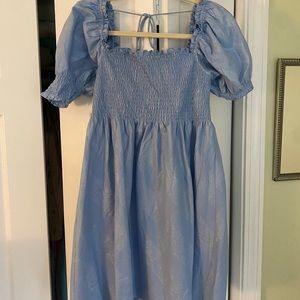 Hill House Home The Athena Nap Dress - Light Blue Glitter Check - Size Medium